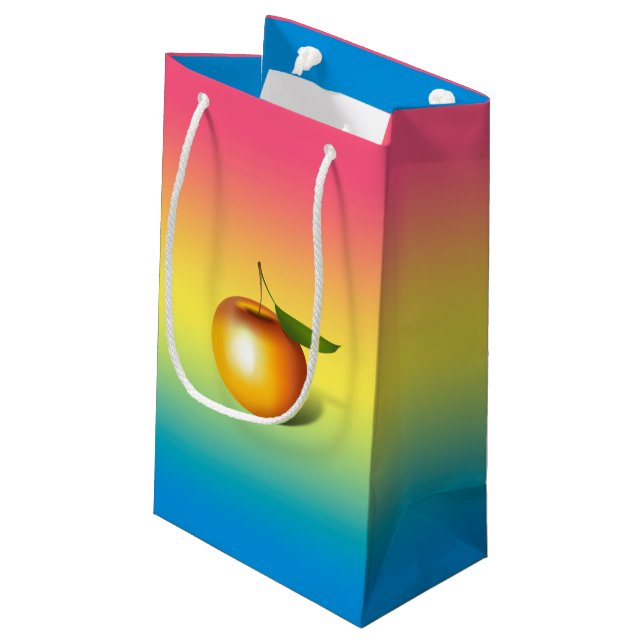 Apple 3-d small gift bag (Back Angled)