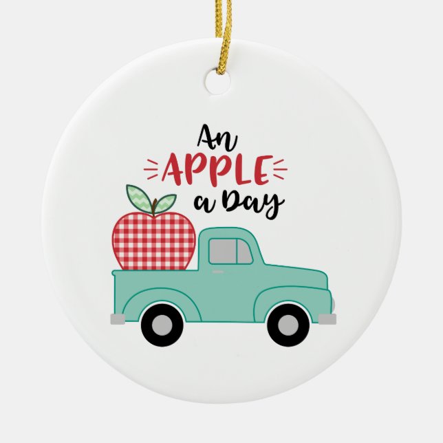 Apple A Day Ceramic Tree Decoration (Front)