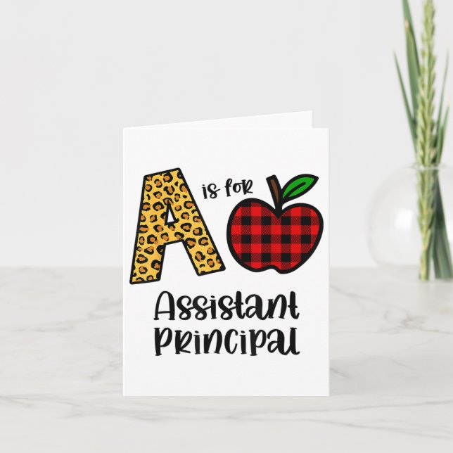 Apple A Is For Istant Principal Ck To School  Card (Front)