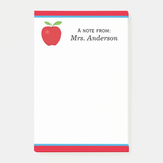 Apple, A Note From Teacher, Personalised (Front)
