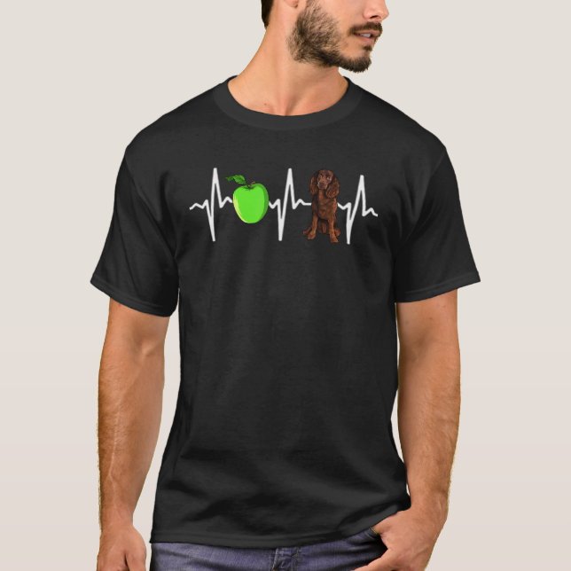 Apple American Water Spaniel Heartbeat Dog T-Shirt (Front)