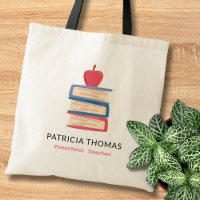 Apple And Books Custom Preschool Teacher Name