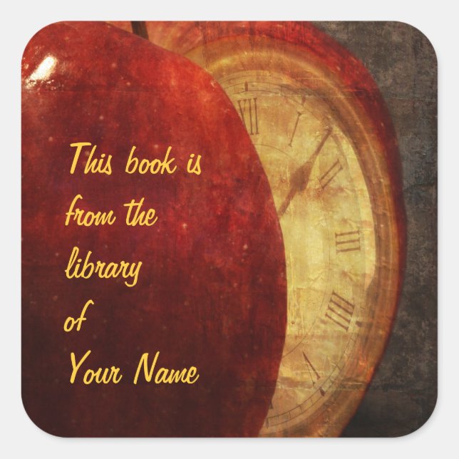 apple and clock library sticker (Front)