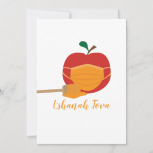 Apple and Honey with Orange Face Mask Holiday Card