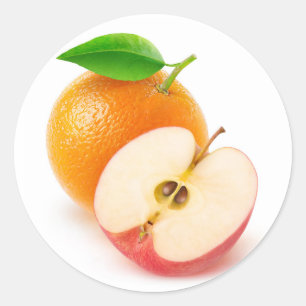 Apple and orange classic round sticker