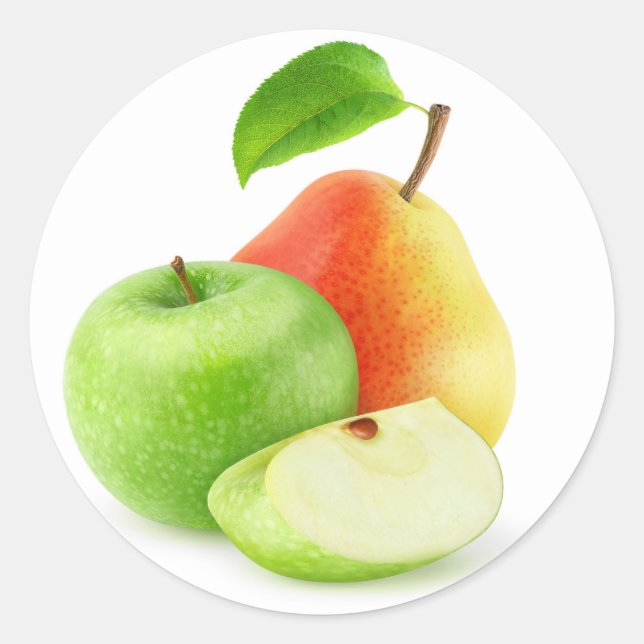 Apple and pear classic round sticker (Front)