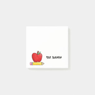 Apple and Pencil Personalised Teacher 3 x 3 Post-it Notes