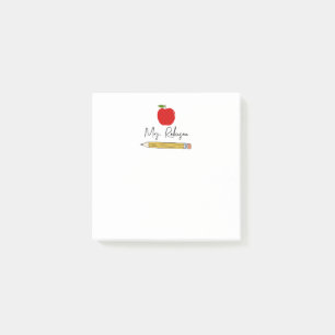 Apple and Pencil Personalised Teacher Post-it Notes