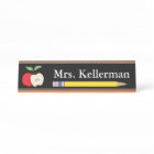Apple and Pencil Teacher's Name Black