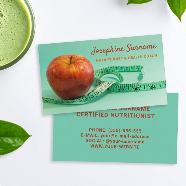 Apple And Tape Dietician Nutritionist Health Coach Business Card (Creator Uploaded)