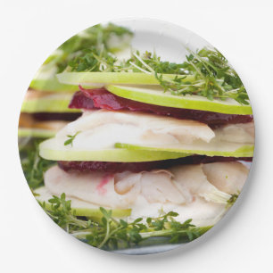 Apple and trout appetizer paper plate