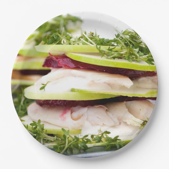 Apple and trout appetizer paper plate (Front)