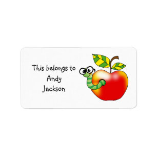 Apple and Worm Personalised Label  