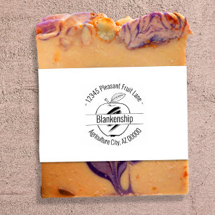 Apple Artwork Round Address Custom Name Rubber Stamp