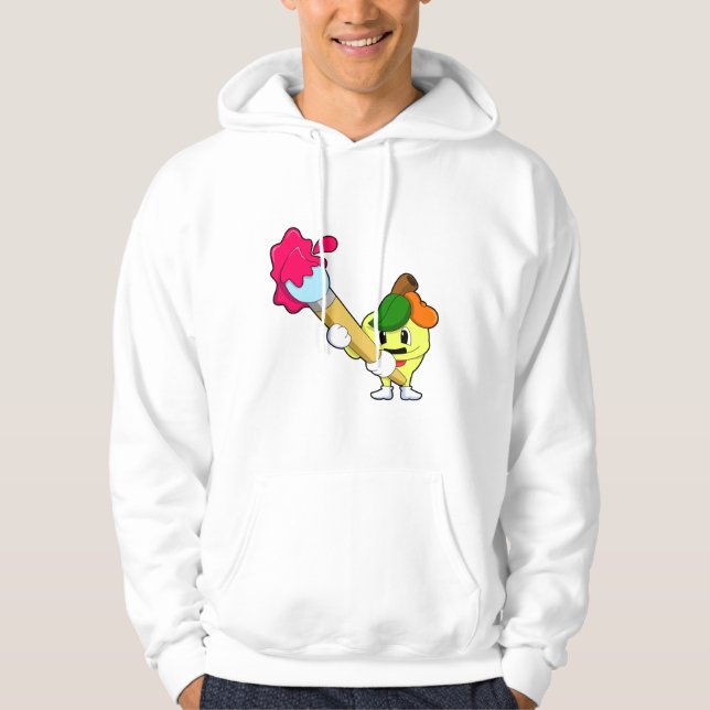Apple as Painter with Paint brush Hoodie (Front)
