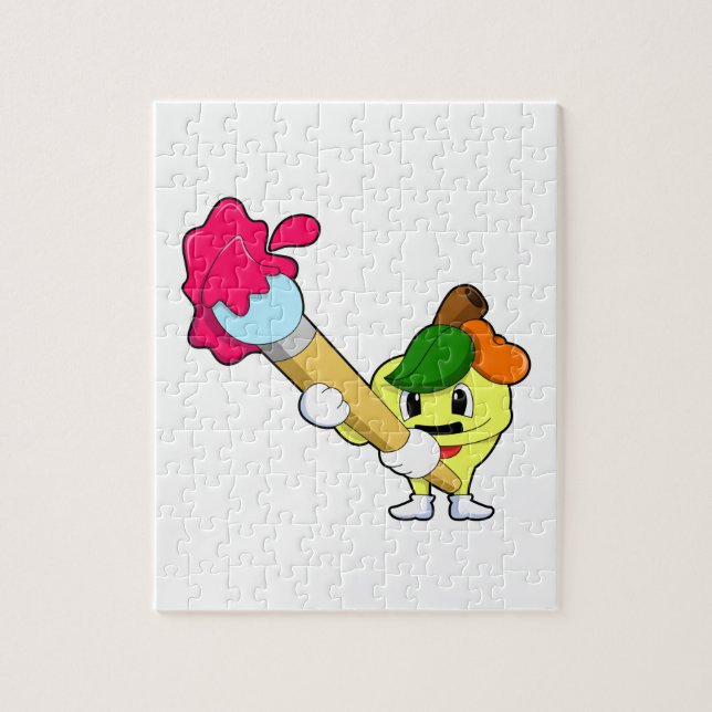 Apple as Painter with Paint brush Jigsaw Puzzle (Vertical)