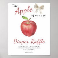 apple baby shower - diaper raffle poster