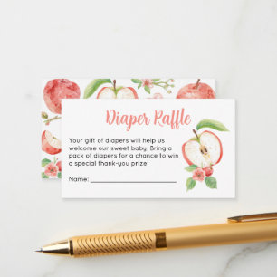 Apple Baby Shower Diaper Raffle Ticket Enclosure Card