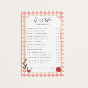 Apple Baby Shower Guess Who Game Card
