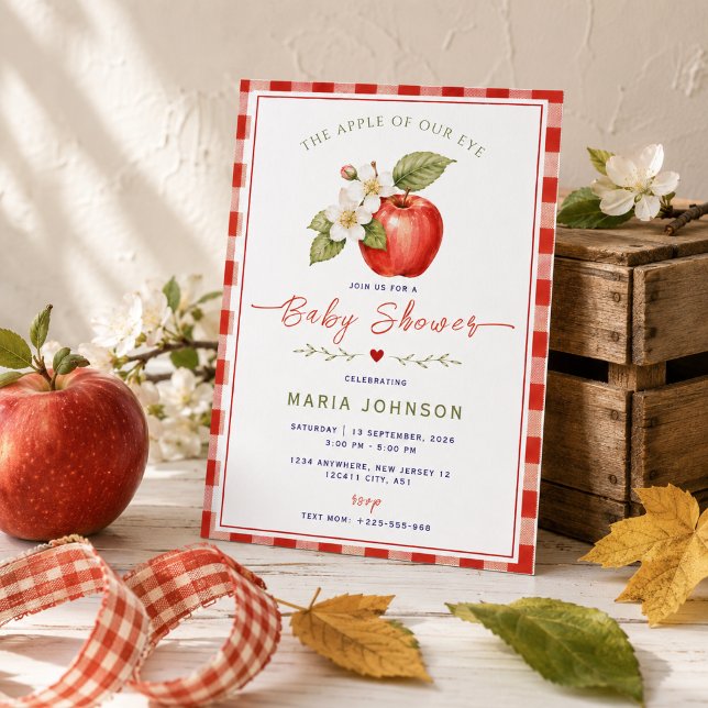 Apple Baby Shower Invitation Red Gingham (Creator Uploaded)