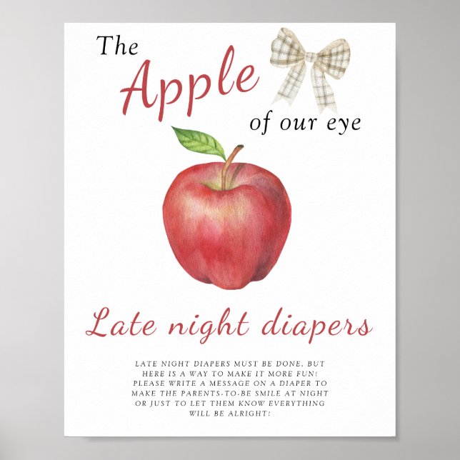 Apple baby shower - Late night diapers game Poster (Front)