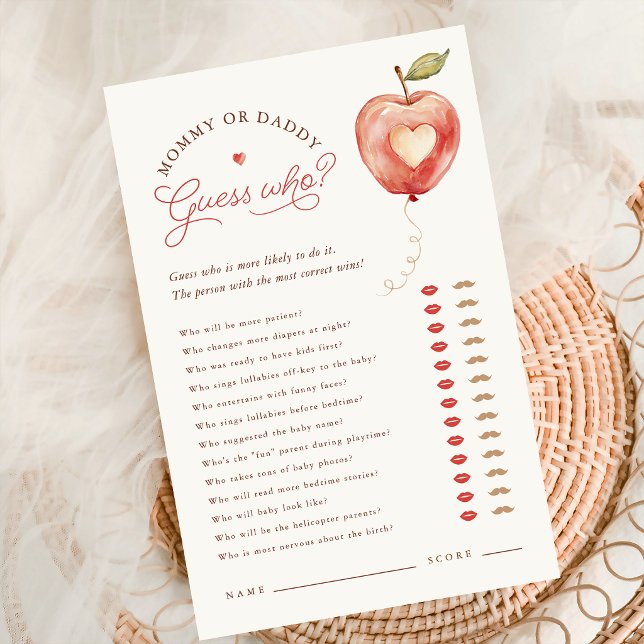 Apple Baby Shower Mummy or Daddy Game Card (Creator Uploaded)