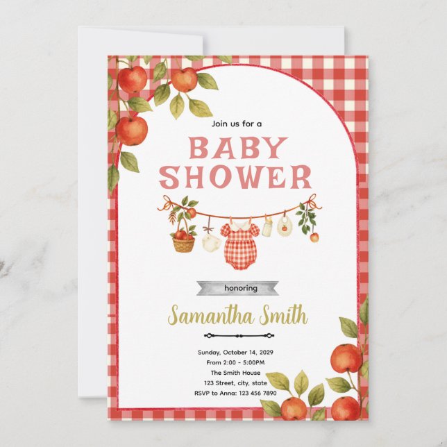 Apple baby shower Party Invitation (Front)