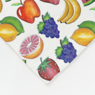 Apple Banana Lemon Lime Grapes Berry Fruit Salad Fleece Blanket