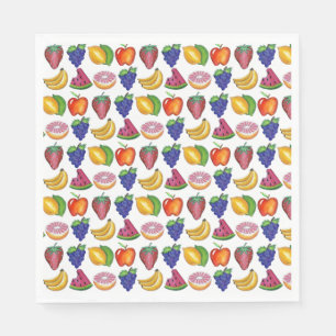Apple Banana Lemon Lime Grapes Berry Fruit Salad Napkin