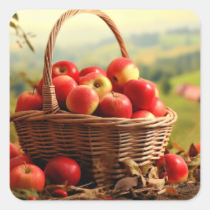 Apple Basket, autumn, Square Sticker