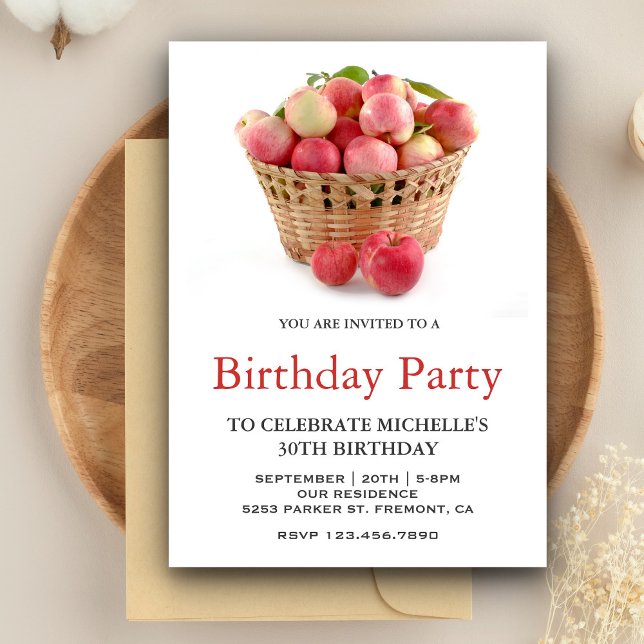 Apple Basket Birthday Party Invitation (Creator Uploaded)