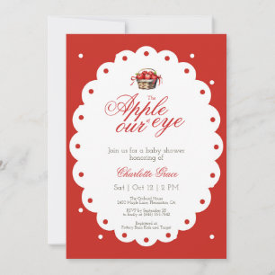 Apple Basket Red Polka Dot baby shower invitation