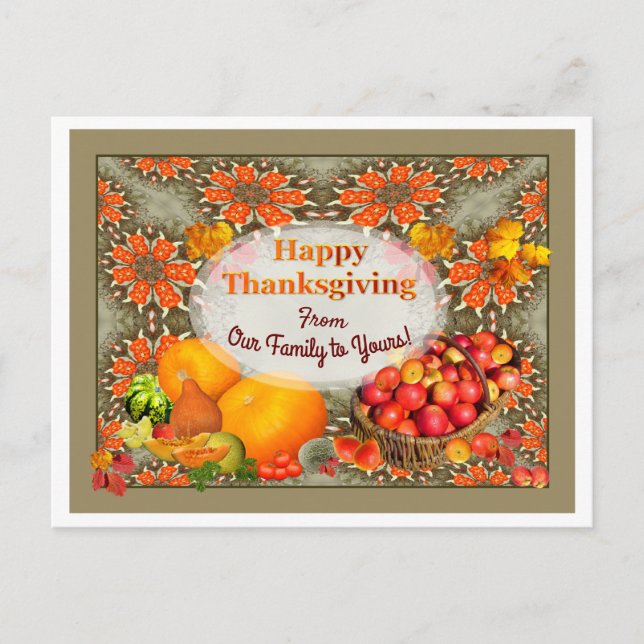 Apple Basket Thanksgiving Holiday Postcard (Front)