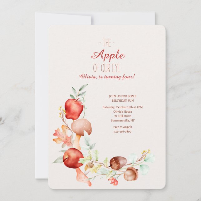 Apple Birthday  Invitation (Front)