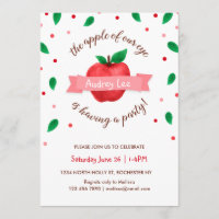 Apple Birthday Party Invitation "Apple of our eye"