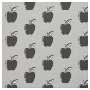 Apple Black Pattern Fabric