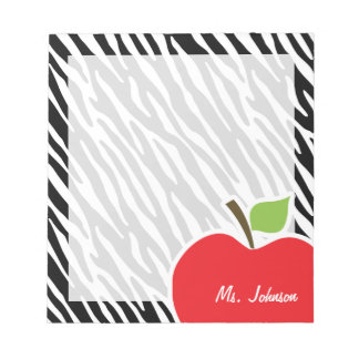Apple; Black & White Zebra Stripes Notepad