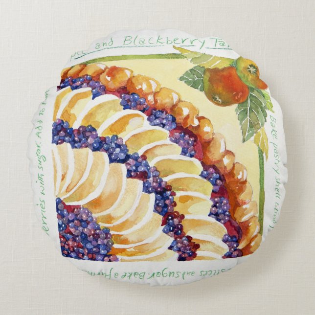 Apple blackberry tart 2014 round cushion (Front)