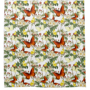 Apple blossom and Butterflies Heritage Images Shower Curtain