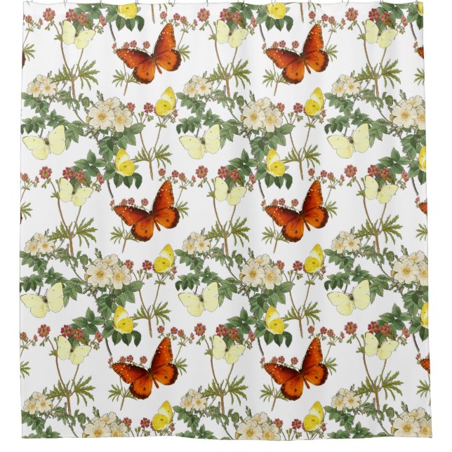 Apple blossom and Butterflies Heritage Images  Shower Curtain (Front)