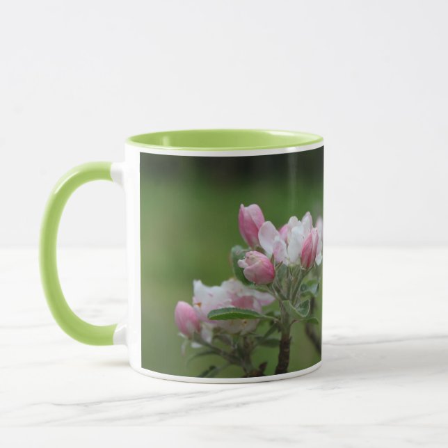 apple blossom and green leaves mug (Left)