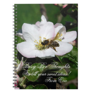 Apple Blossom & Bee Macro Photo   Personalized Nam Notebook