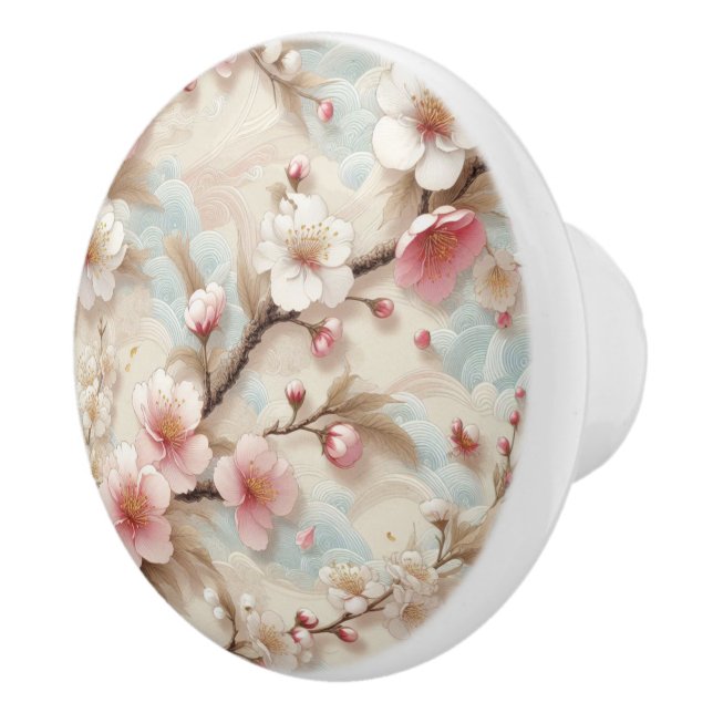 Apple Blossom Branches Ceramic Knob (Right)