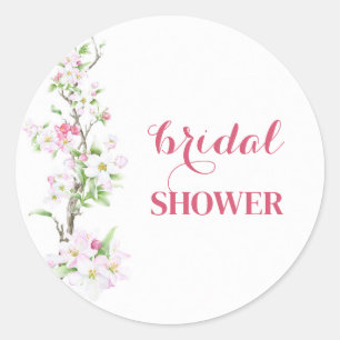 Apple Blossom Bridal Shower Matching Classic Round Sticker