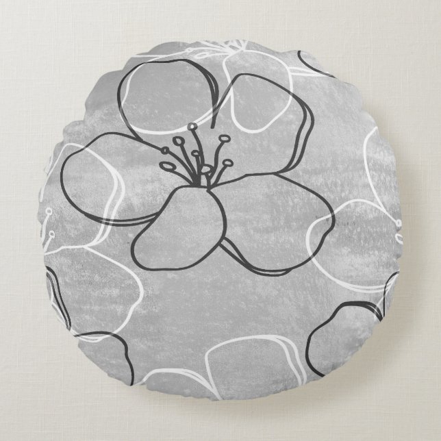 Apple Blossom Dream: Abstract Ornament Round Cushion (Front)