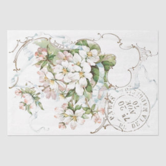 Apple Blossom Flower Decoupage Postmark Paris      Tissue Paper