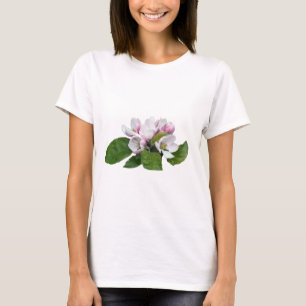 apple blossom flowers and green leaves T-Shirt