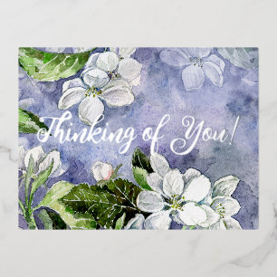 Apple blossom foil holiday postcard