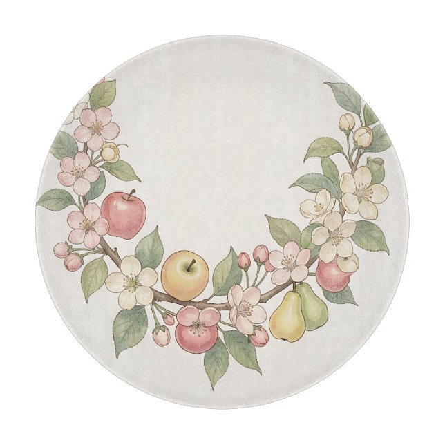 Apple Blossom Fruit Wreath Botanical  Cutting Board (Front)