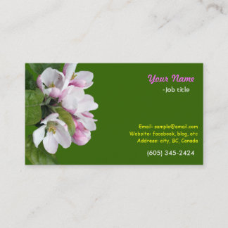 Apple blossom green business card. card